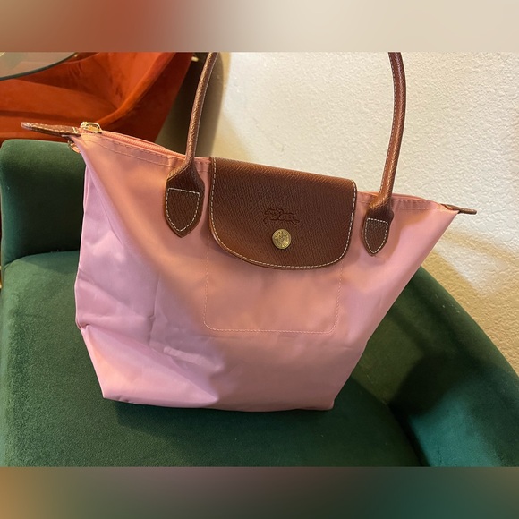Longchamp Pink Tote with Brown Handles - Picture 11 of 12